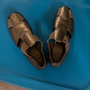 Bronze slip on sandals